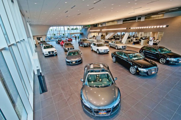 The LAcarGUY facility is the largest Audi showroom in the country, with room to display up to 17 new model. Image via Audi Pacific.
