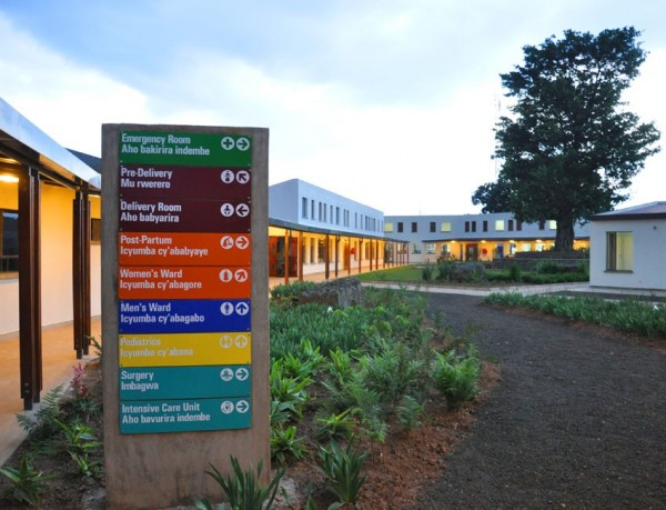 Individual wards are separated to discourage infection and color-coded to aid location. Image via MASS Design Group.