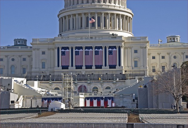 Image of the 2013 inauguration stage preparations by Ron Cogswell via Flickr.