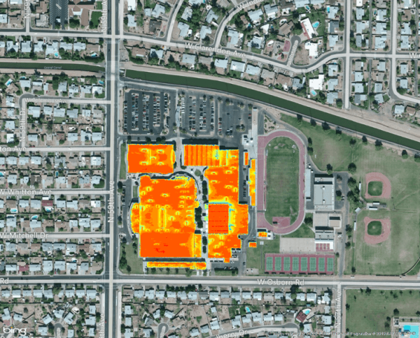 Incubator 6 awardee Sun Number converts complex aerial data into an easy-to-understand solar suitability score ranging from 1 to 100, with 100 being the ideal rooftop for solar. (image via Sun Number)