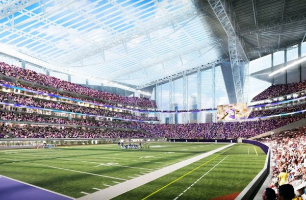 Artist's rendering of the new glass roof planned for the Vikings' new stadium slated for 2016. Image via HKS Sports & Entertainment.