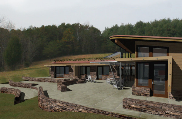 The Earthship Farmhouse meets the strict Passivhaus standards and is aiming for LEED Platinum certification. Image via Kaplan Thompson Architects.