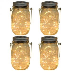 CHBKT 4-Pack Solar-Powered Mason Jar Lights