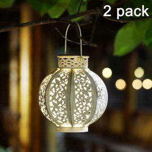 MAGGIFT 2-Pack Retro Hanging Solar Lights