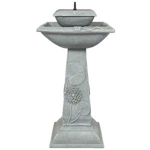 Best Choice Products Two-Tier Solar Bird Bath Fountain with LED Lights