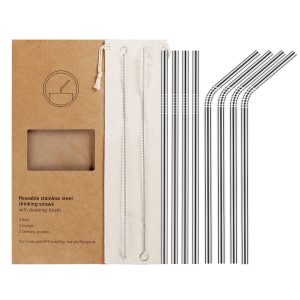 YIHONG Set of 8 Reusable Stainless Steel Metal Straws